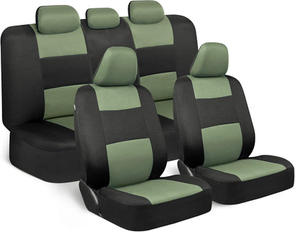 BDK PolyPro Car Seat Covers Full Set in Charcoal on Black – Front and Rear Split Bench for Cars, Easy to Install Cover Set, Accessories Auto Trucks Van SUV