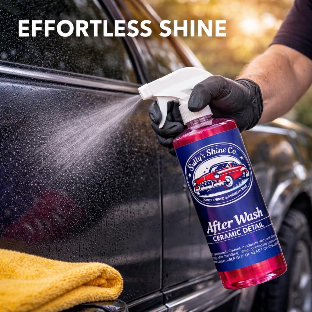 Sully’s After Wash Ceramic Spray Coating – SiO2 Quick Detailer – High Gloss, Water Beading & Hydrophobic Protection – Streak-Free Spray Sealant for Cars, Trucks & RVs – 16 oz