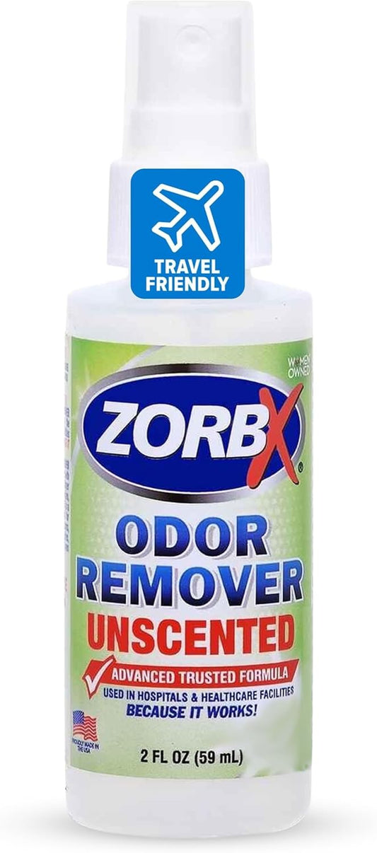 ZORBX Unscented Odor Eliminator for Strong Odor 2 Fl Oz, Pack of 1 - Used in Hospitals & Healthcare Facilities - Advanced Formula, Fast-Acting Odor Remover Spray for Dog, Cat, House & Carpet