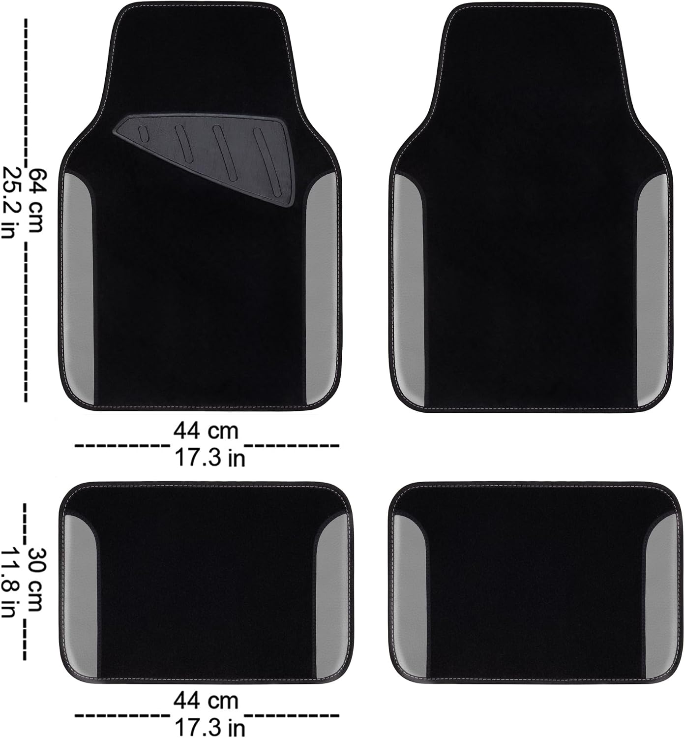 CAR PASS Rainbow Waterproof Universal Fit Faux Leather Car Carpet- Anti-Slip Nibbed Backing Floor Mats for SUV, Vans,Sedans,Trucks, Automotive Set of 4 for Women (Black with Red)