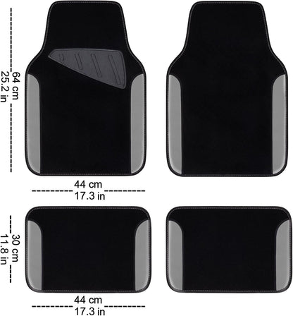 CAR PASS Rainbow Waterproof Universal Fit Faux Leather Car Carpet- Anti-Slip Nibbed Backing Floor Mats for SUV, Vans,Sedans,Trucks, Automotive Set of 4 for Women (Black with Red)