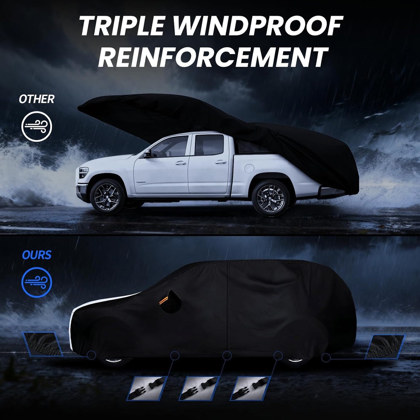 Large SUV Car Cover for Chevy Suburban 100% Waterproof All Weather, Heavy Duty Outdoor Full Exterior Covers Rain Sun Wind UV Protection. - Colors D