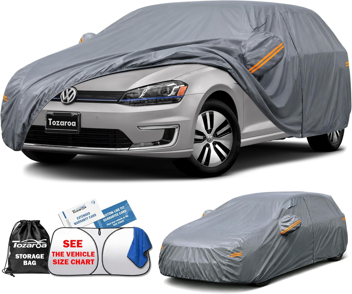 SUV Cover Waterproof All-Weather,Outdoor Full Exterior Automobiles SUV(Length 182-190 inch) with Windshield Sun Shade Universal Fit Toyota RAV4,CRV,Model Y,Q5,Size S2 (See SizeChart)