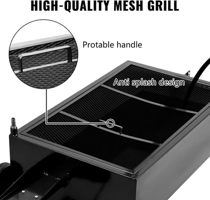 VEVOR Low Profile Oil Drain Pan, 17 Gal Capacity, Rolling Oil Drain Pan with 110V High-Flow Electric Pump, 7.2 ft Hose & T Folding Handle, Leak-proof & Corrosion-resistant, Fit for Trucks, ATVs, Black