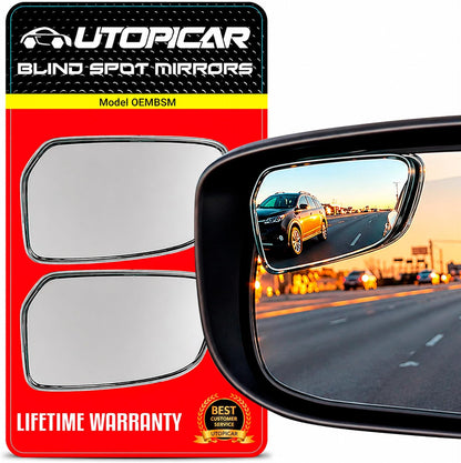 Utopicar Long Blind Spot Car Mirror Aesthetic Convex Mirrors 5.3” x 1.3” - Side Mirror Engineered Design - Up & Down Adjustable - Blind Spot Rear View Mirrors for Car (2-Pack)