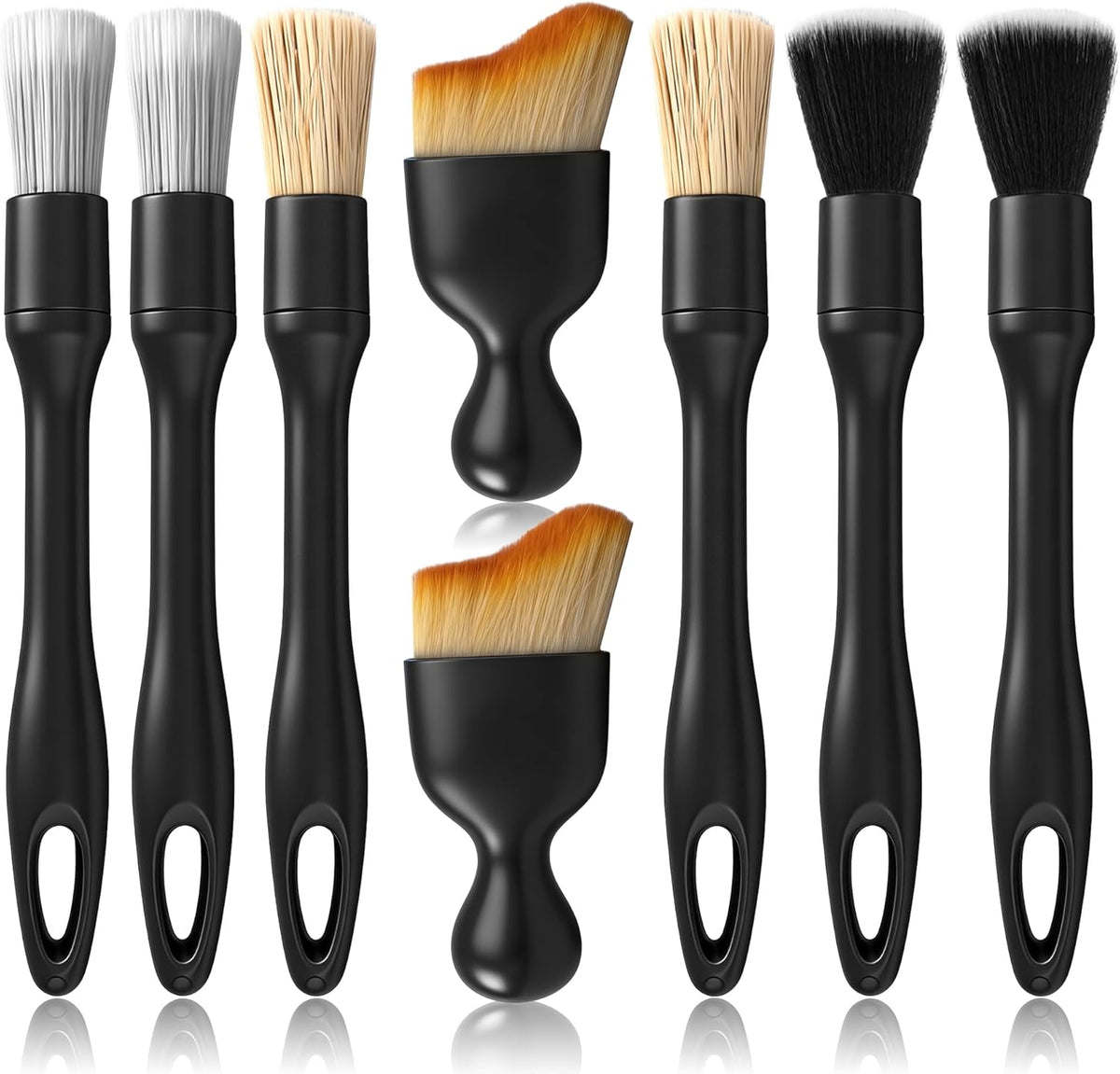 8 Pcs Car Detailing Brush Set, Soft Bristle Cleaning Brushes for Interior and Exterior Care, 4 Versatile Brushes Designed for Dashboards, Vents, Wheels, Tires, and Precision Detailing