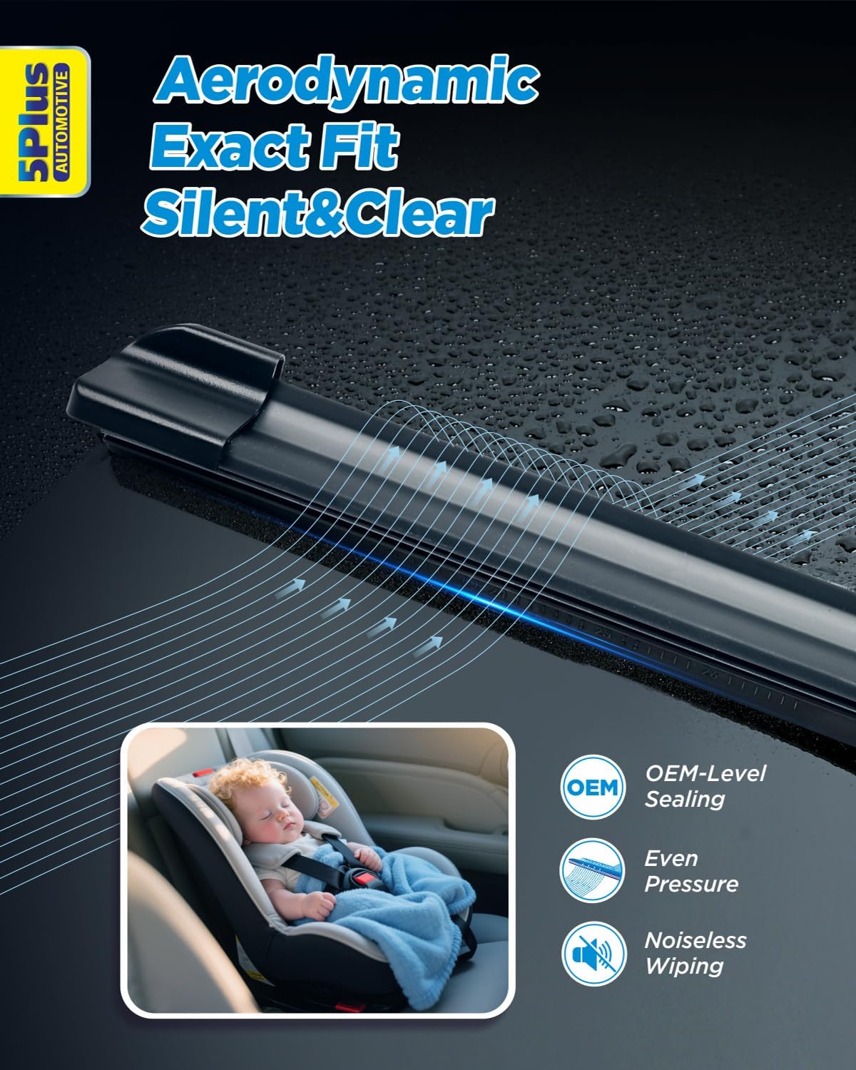 5 PLUS 26"+17" Windshield Wipers Blade Replacement for Nissan 02-06 19-24 Altima/07-12 20-24 Sentra/20-24 Versa Wiper Blades-Front All-Weather Wiper Blades Exact fit J-Hook Type (Pack Of 2)