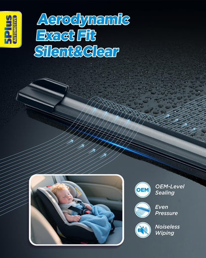 5 PLUS 26"+17" Windshield Wipers Blade Replacement for Nissan 02-06 19-24 Altima/07-12 20-24 Sentra/20-24 Versa Wiper Blades-Front All-Weather Wiper Blades Exact fit J-Hook Type (Pack Of 2)