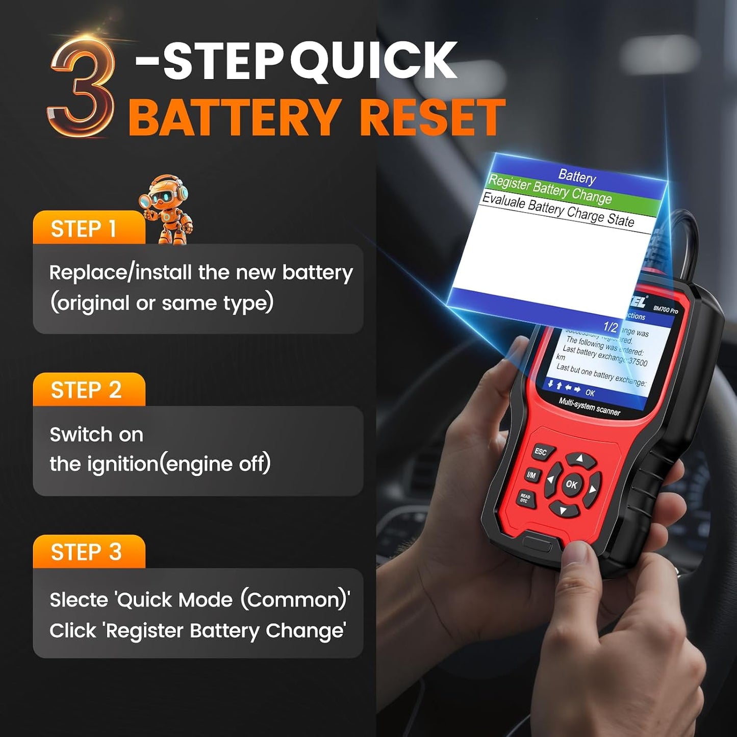 ANCEL BM700 PRO Fit for BMW Scanner - Battery Registration Tool, Code Reader for BMW/Mini/RR, Advanced OBD2 Scanner Auto V-I-N, Full System Diagnostic for BMW Scan Tool with All Reset Services (Blue)