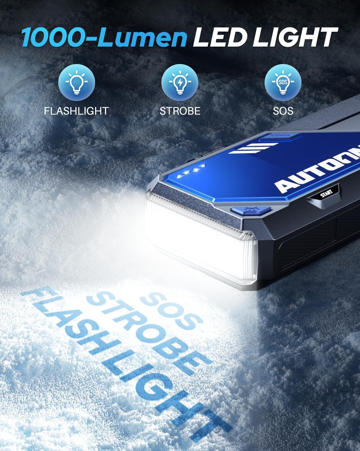 AUTOONE 6000A Car Battery Jump Starter Up to All Gas & 12L Diesel Engine, Car Battery Jumper Starter Portable 12V Jump Box with USB Output, Storage Case, LED Flashlight