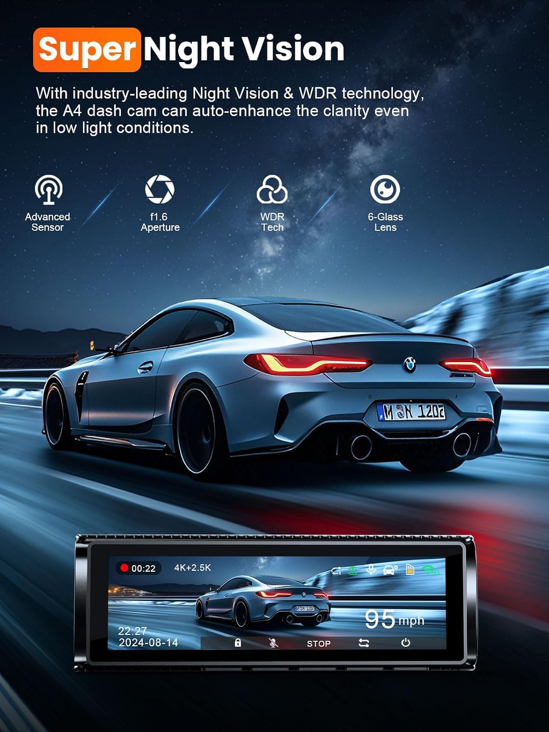 Affver 4K+2.5K Dash Cam Front and Rear, Built-in 5G WiFi 6 GPS, 64GB Card Included, 3.59'' IPS Screen Dash Camera for Cars, Dual Dashcam with G-Sensor, Loop Recording, 24H Parking Monitor