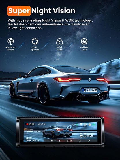 Affver 4K+2.5K Dash Cam Front and Rear, Built-in 5G WiFi 6 GPS, 64GB Card Included, 3.59'' IPS Screen Dash Camera for Cars, Dual Dashcam with G-Sensor, Loop Recording, 24H Parking Monitor