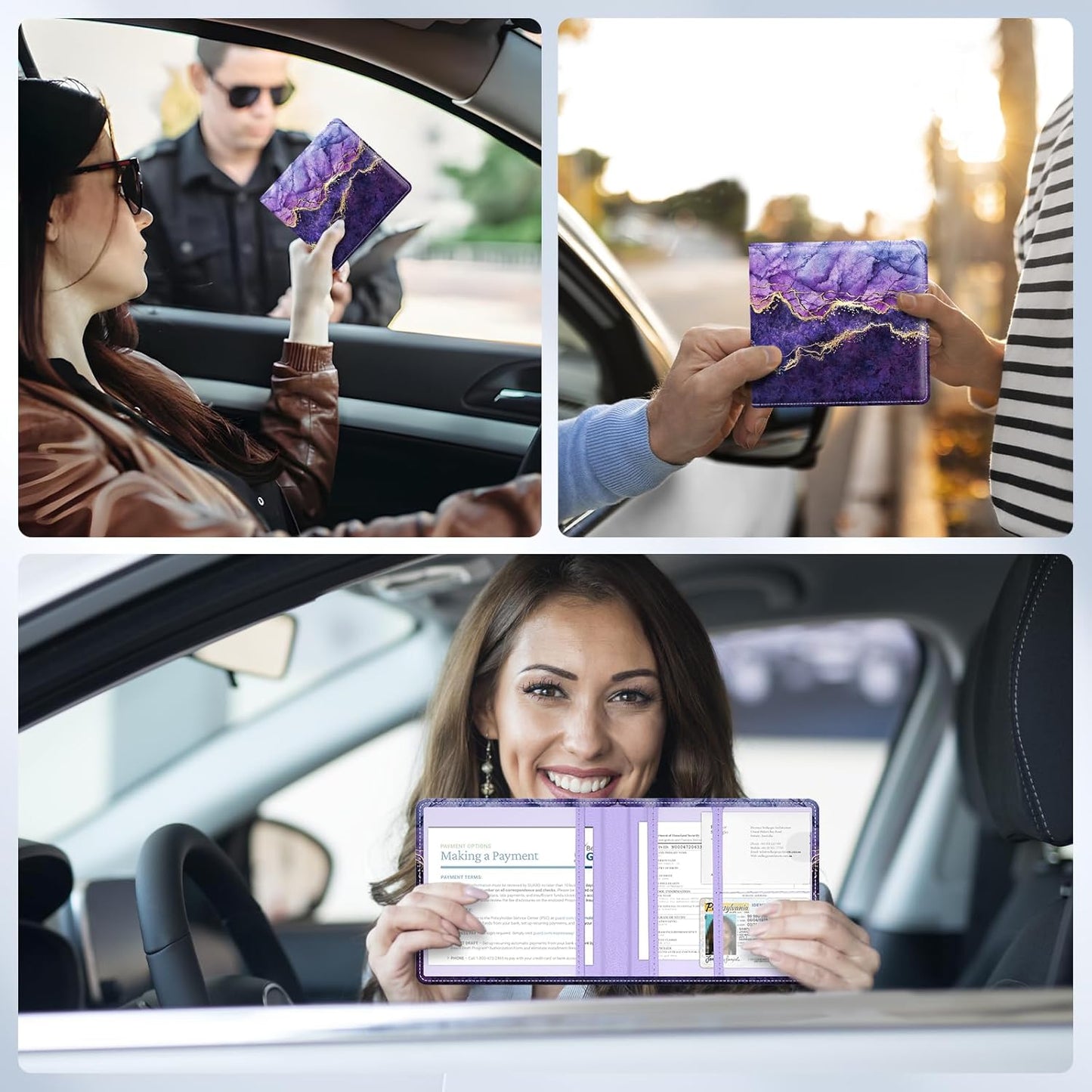 Car Registration and Insurance Card Holder，Vehicle Glove Box Car Organizer，Accessories Case for Storing Driving Licences, Cards, Documents