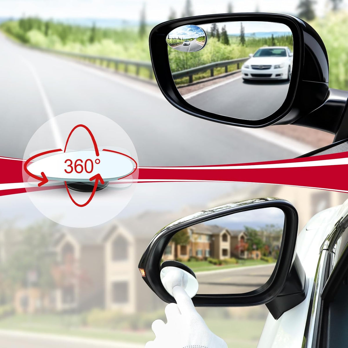 LivTee Blind Spot Mirrors, HD Glass Frameless Convex Rear View Mirrors, Wide Angle Adjustable Stick for Side Mirror, Automotive Exterior Accessories for Car, SUV & Trucks, Pack of 2