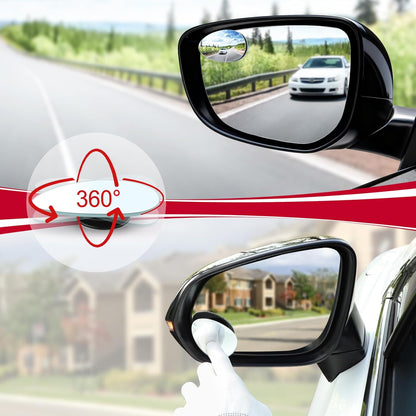 LivTee Blind Spot Mirrors, HD Glass Frameless Convex Rear View Mirrors, Wide Angle Adjustable Stick for Side Mirror, Automotive Exterior Accessories for Car, SUV & Trucks, Pack of 2