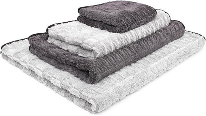 The Rag Company Gauntlet Car Drying Towel, Ultra-Absorbent 70/30 Blend Korean Microfiber, Dries Vehicles Faster Without Scratching, 900 GSM, 30x36 Inches, Ice Grey/Grey, 1-Pack