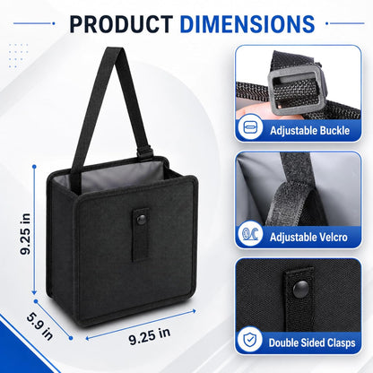 Car Trash Can, Foldable Hanging Car Trash Bag, 2 Gallon Leakproof Waterproof Auto Garbage Bag with Liner, Collapsible Car Interior Accessories Essentials for SUV Truck RV, Black