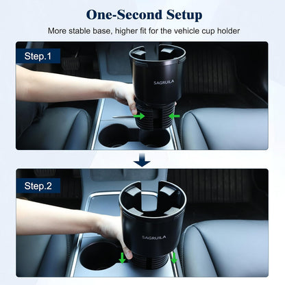 Car Cup Holder Expander, Cup Holder Expander for Car with Stretchable Rubber Base, Large Cup Holder Adapter Compatible with Yeti, Hydro Flask, Nalgene, Stanley, Owala, Bottles in 2.8”-4.13”, 2 Pack