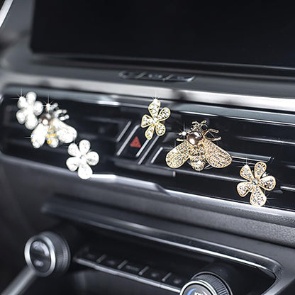 2 Pieces Small Bee Air Vent Clips Bling Bee Car Accessories Cute Car Air Freshener Rhinestone Gift Decorations Charm Car Clip Interior Air Vent Decor