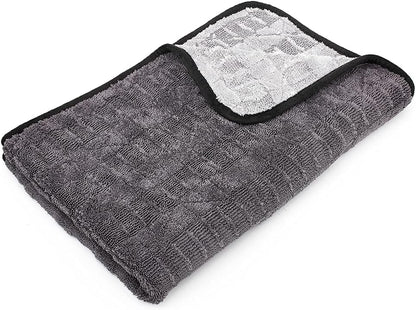 The Rag Company Gauntlet Car Drying Towel, Ultra-Absorbent 70/30 Blend Korean Microfiber, Dries Vehicles Faster Without Scratching, 900 GSM, 30x36 Inches, Ice Grey/Grey, 1-Pack