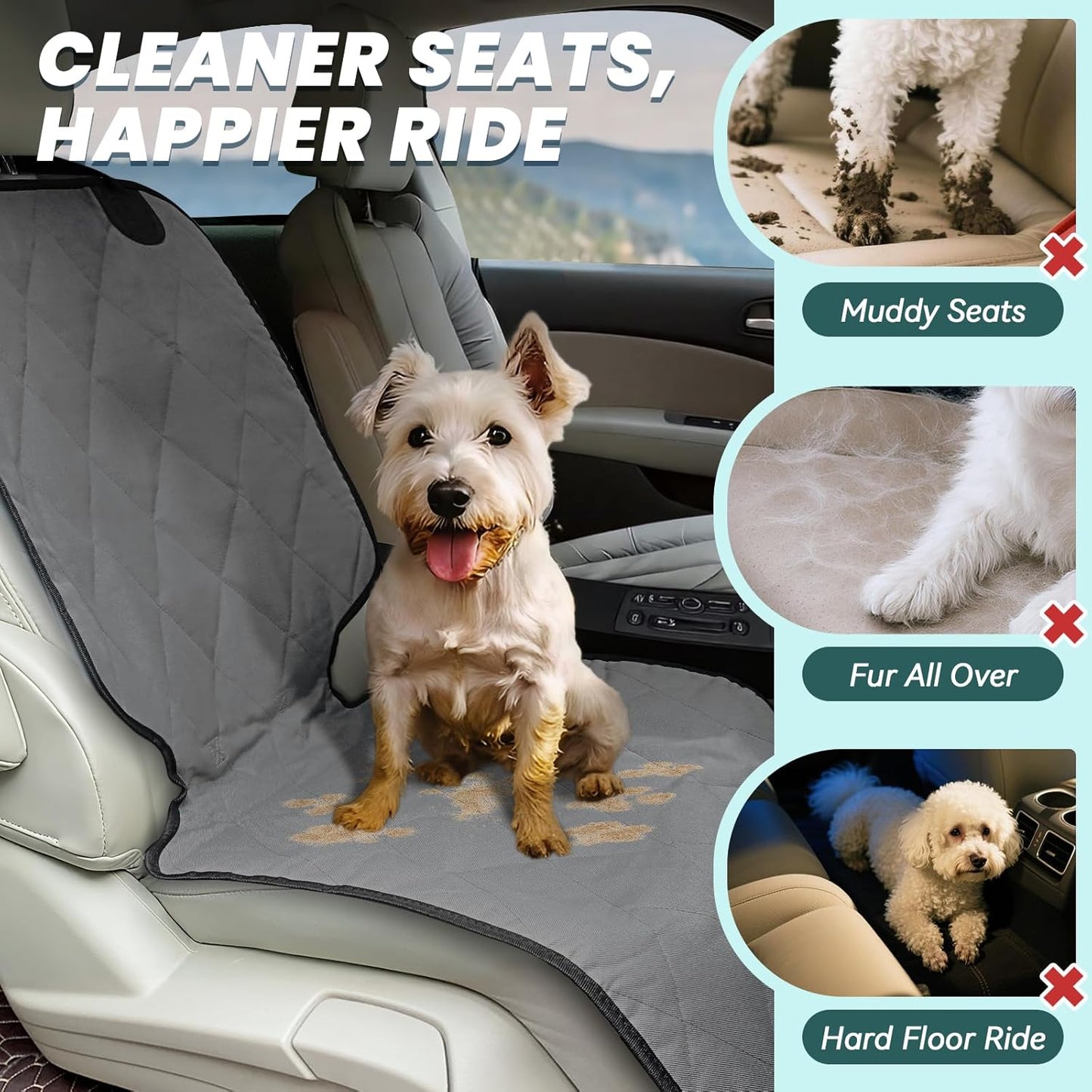 VIVAGLORY Dog Front Seat Cover Seatflex Car Seat Protector for Dog, Car Cover for Pet, Front Single Bucket Captain Chair Protector, Standard, Black, 1Pack