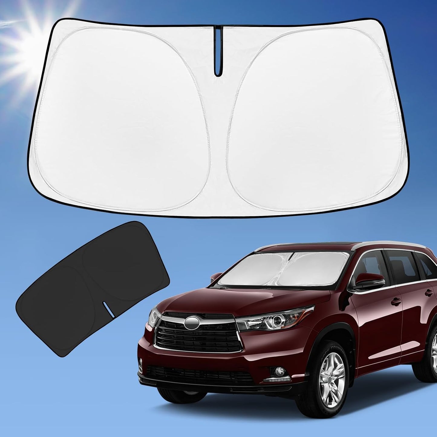 for Toyota Tacoma 2016-2023 2024 2025 2026 Sun Shade Sunshade Windshield Cover - 4 Layers Front Window Shade Custom Fit Tacoma 2Dr 4Dr Pickup Sun Visor 240T Shade Blocks UV Rays Car Accessories - Colors B