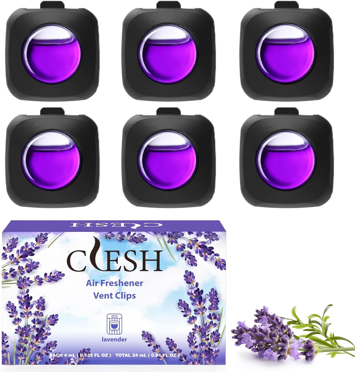Car Air Fresheners, 6 Pack, Citrus, Car Fresheners Vent Clips, Long Lasting Air Freshener, Car Refresher for Men Women