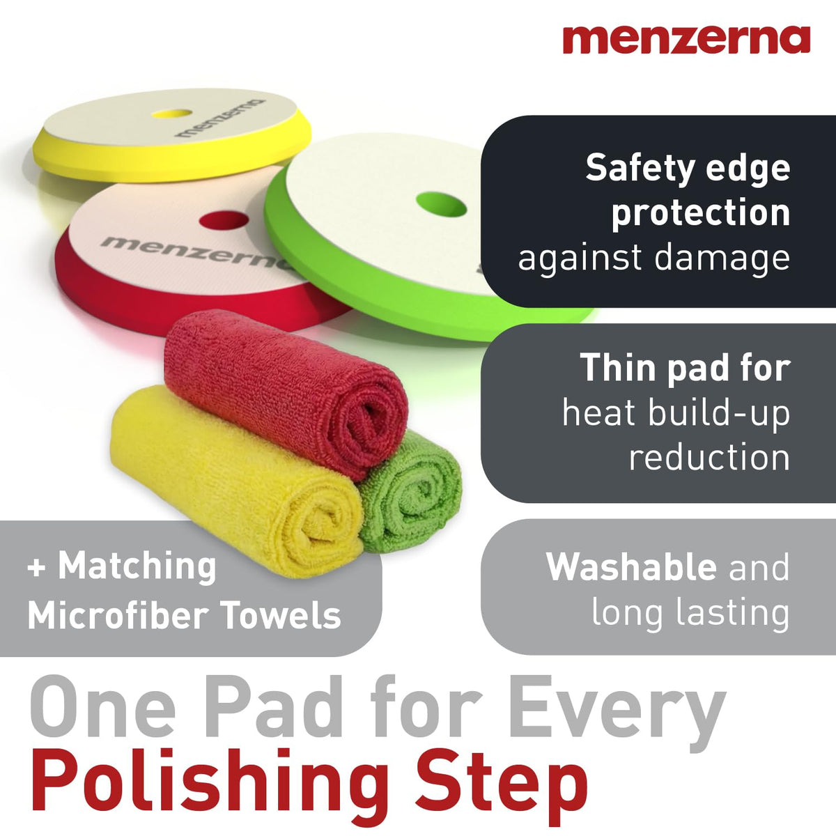 menzerna Polishing Set 8oz – HCC1000, MCC2500 & 3800 | 3-Step System for Scratch Removal, Swirl Elimination & Mirror-Like Finish