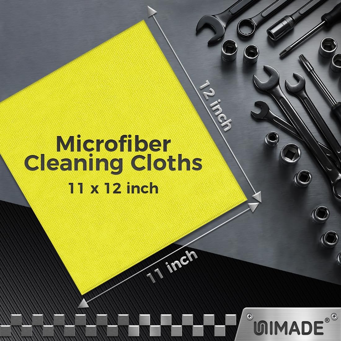 UNIMADE Microfiber Cleaning Cloth, 100 Pack Microfiber Towels for Cars Commercial Grade Work Rags Bulk Detailing Cloth for Automotive Bar Mechanic Restaurant Garage Housekeeping, 11.5"x 11.5", Grey