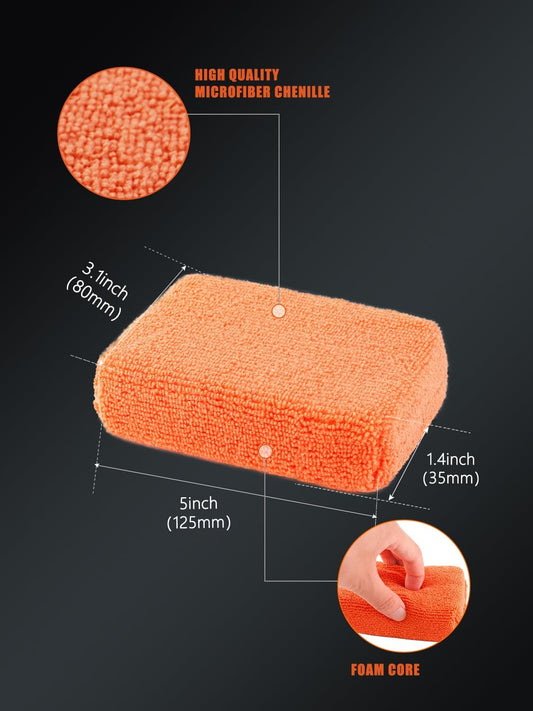 Microfiber Applicator Pad, SPTA Premium Microfiber Sponge and Cleaning Pads,Ultra-Soft, Safe for Sealants, Tire Dressings, Interior and Exterior Detailing, Car, Truck, SUV, RV, Motorcyle Care,10 Pack