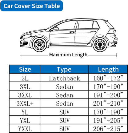 Car Cover Waterproof All Weather Outdoor, Full Exterior Cover for Automobiles, Rain Sun UV Protection Windproof, Scratch Resistant, Breathable, Dustproof (Fits 206"-215" SUV)