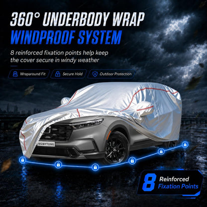 Car Cover for Sedan, Waterproof All Weather Heavy Duty, 360° Underbody Wrap Windproof Design, Quick Install Outdoor Vehicle Cover, Fits 186-193 in