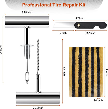 Tire Repair Kit with Tire Plug & Rubber Nail Solutions, Tire Screw Plug Kit with Screwdriver, Professional Heavy Duty Emergency Flat Tire Repair for Car, Truck, Motorcycle, Tractor, Mower, Wheelbarrow