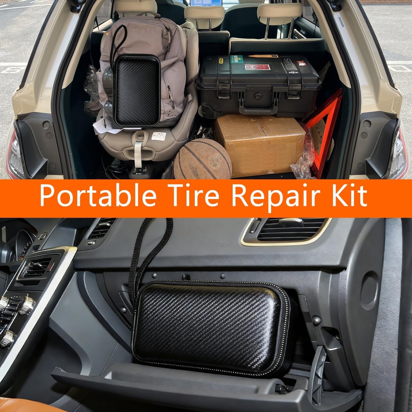 Tire Repair Kit, Tire Plug Kit, No Need to Remove Tire, Quick Flat Tire Repair Tool with Plug Screws, Portable Kit for Cars, Trucks, Motorcycles & SUVs