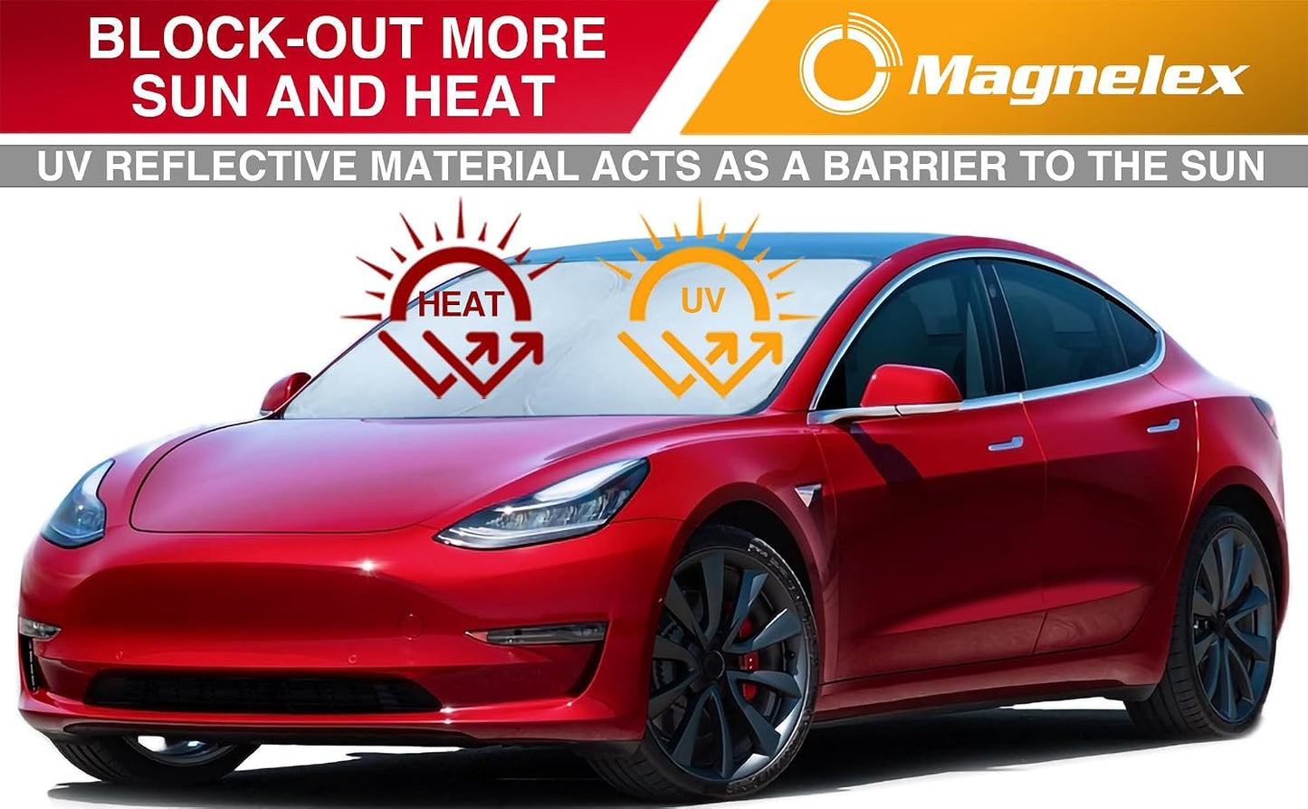 Magnelex Car Windshield Sunshade – Double-Layer Design for 2X Heat Blocking, Blocks UV Rays, Foldable Sun Shade for Cars, Trucks & SUVs, Keeps Interior Cooler, Medium (59 x 31 in)