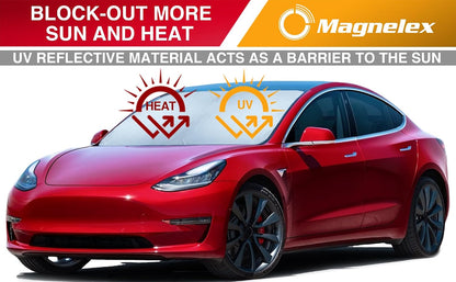Magnelex Car Windshield Sunshade – Double-Layer Design for 2X Heat Blocking, Blocks UV Rays, Foldable Sun Shade for Cars, Trucks & SUVs, Keeps Interior Cooler, Medium (59 x 31 in)