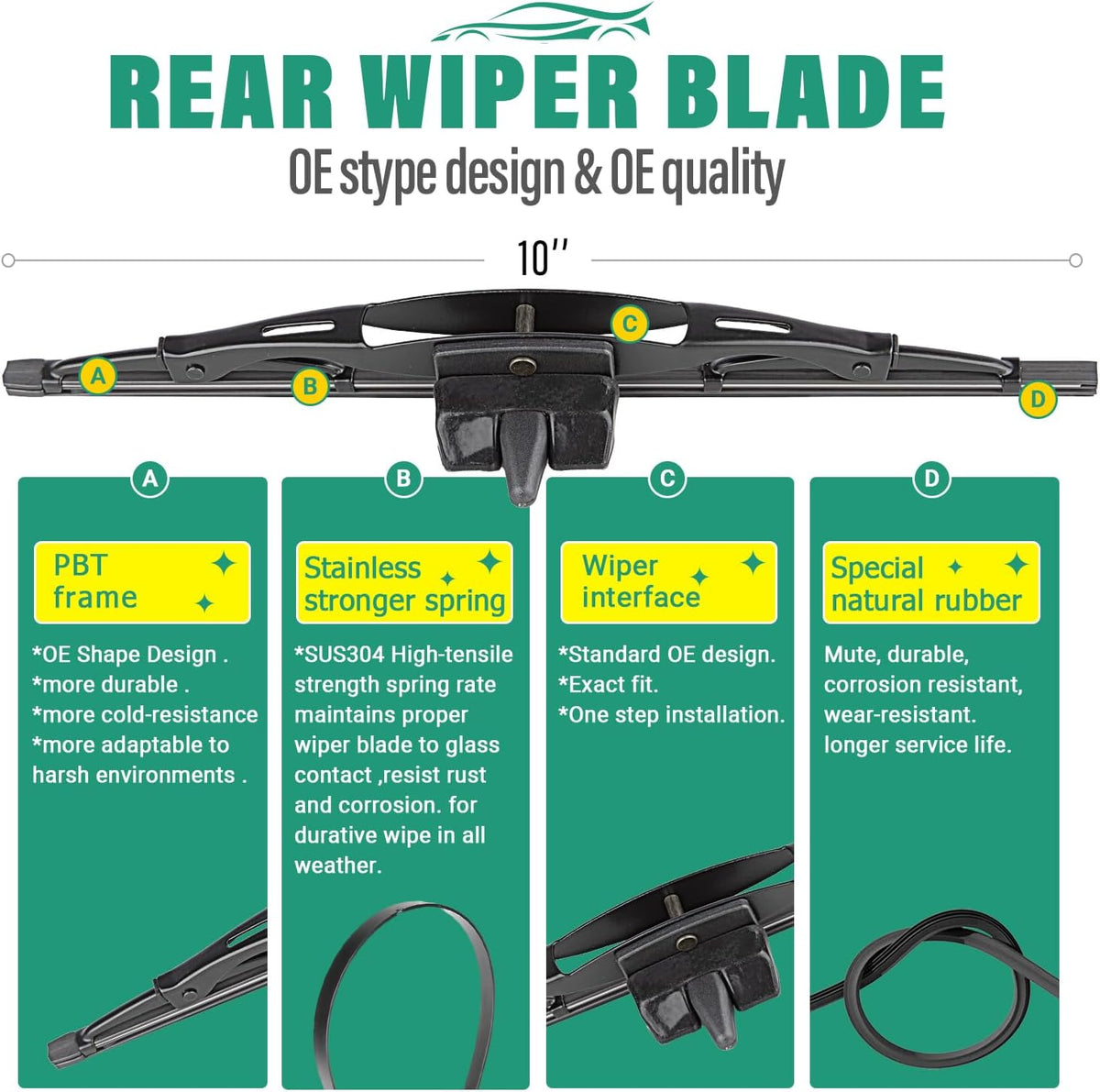 26" 16" 12" Windshield Wiper Blades Replacement for Toyota RAV4 2019 2020 2021 2022 2023 2024 2025 RAV 4 / Mazda 5 2006-2015 Premium All Weather Front Rear Wipers Set - OEM Quality (Pack of 3) - Colors B