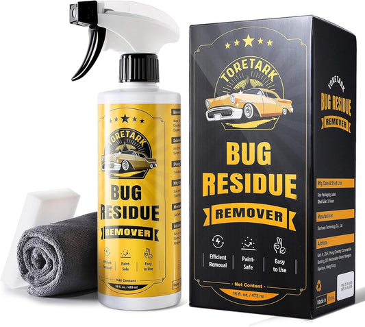 toretark Bug Remover for Cars Exterior - Tree Sap Remover for Cars Exterior, Quickly Dissolves for Water Spot, Bird Poop, Resin, Grease, Tar - PH Neutral, Safe on Paint, Rubber, Chrome, Glass