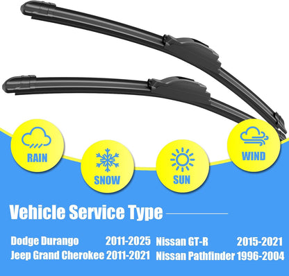 Gavimnal® 28"+17" Silicone Wiper Blades Replacement For Nissan Altima 2007-2015,Maxima 2009-2014,All-Season Front Windshield Wiper Blades(Set of 2)
