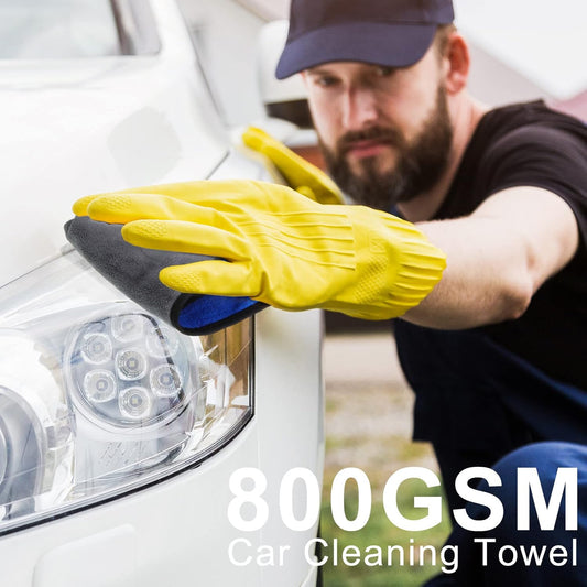Nuenen 20 Pcs Microfiber Car Drying Towels Microfiber Cleaning Cloth 800 GSM Thick Plush Cleaning Dusting Cloth Auto Detailing Absorbent Towels Rags for Car Household Kitchen Window(Grey and Yellow)
