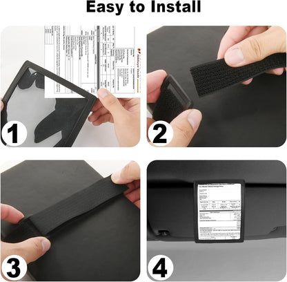 Registration Insurance Card Document Holder for Visor, Carrying Case for Registration and Insurance, Adjustable Visor Bag Drivers License Holder for Photo, Fit Most Car, SUV and Truck (Horizontally)
