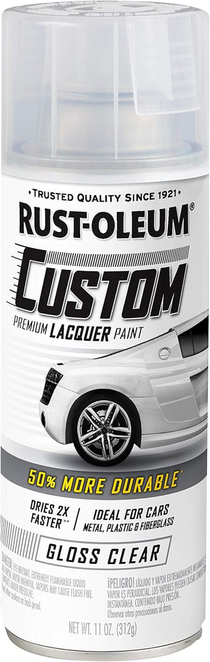 Rust-Oleum 323383 Automotive Custom Lacquer Spray Paint, 11 oz, Gloss Clear