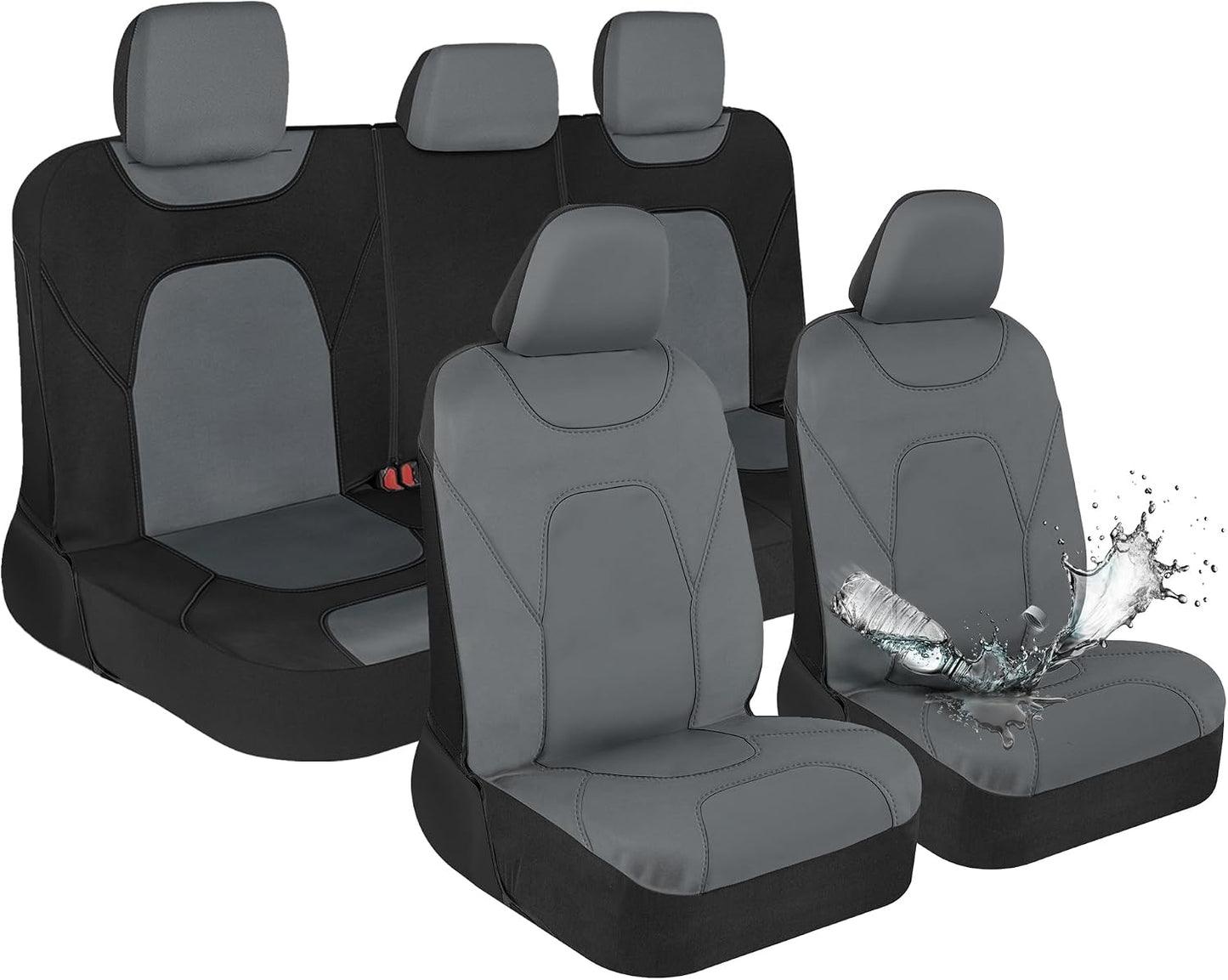 Motor Trend AquaShield Waterproof Front Seat Covers, Black Seat Covers for Cars – Neoprene Front Car Seats Cover, SUV Seat Covers Protector - Car Interior Cover for Auto, Trucks, & Dog Owners