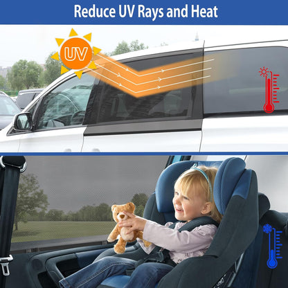 Car Window Shades(2 Pack)-Side Window Sun Shades, UV Protection Breathable Spandex Baby Window Covers, Universal Fit Most of Cars, Protect Privacy for Family-(27.2"x39.8"), Black