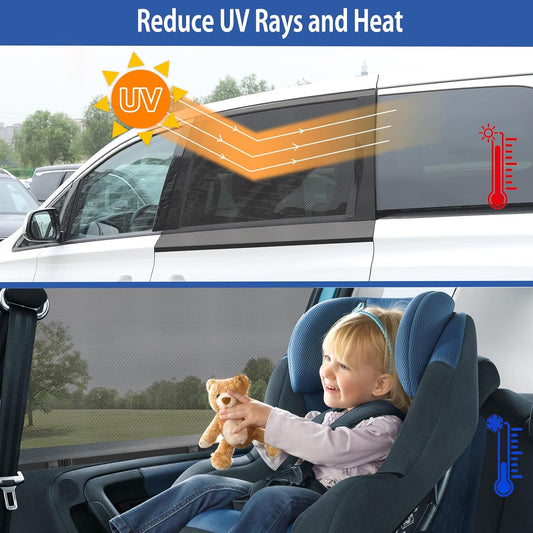 Car Window Shades(2 Pack)-Side Window Sun Shades, UV Protection Breathable Spandex Baby Window Covers, Universal Fit Most of Cars, Protect Privacy for Family-(27.2"x39.8"), Black