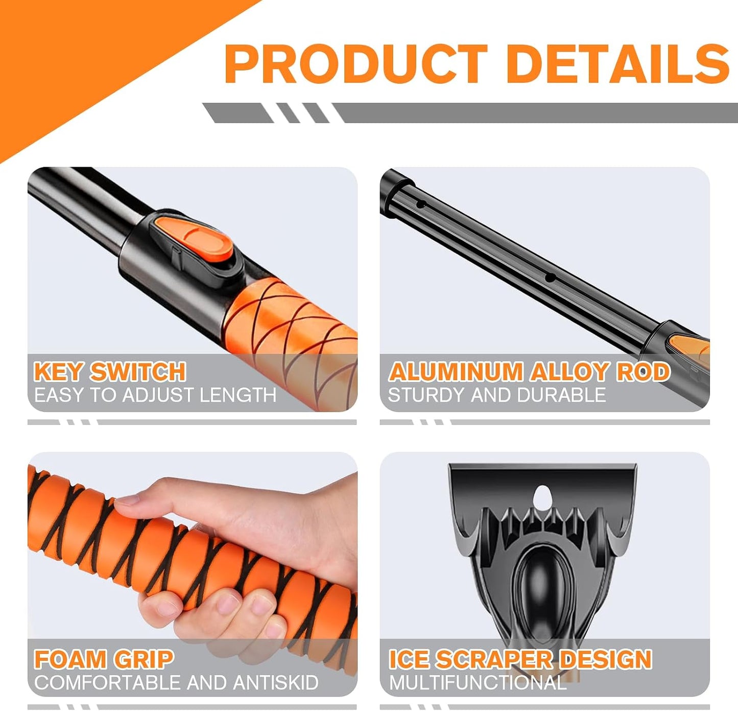 Showvigor 25" Snow Brush and Ice Scrapers for Car Windshield, 2-in-1 Detachable Design with Paint Protection, Extra Long Snow Removal Tool for Cars, Trucks, SUVs - Great for Drivers