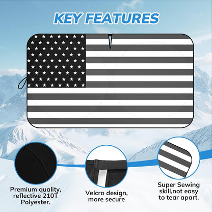 SEPORUD Windshield Sun Shade New American Eagle Flag USA Patriotic Design - Folding Car Front Window Sunshade for Cars SUV Trucks, Max UV Blocking and Keep The Vehicle Cool(64"x33.5")