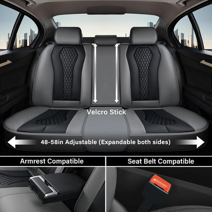 Coverado Seat Covers, Car Seat Covers Full Set, Black Car Seat Cover, Car Seat Covers Front Seats Back Seat Cover, Waterproof Car Seat Cushion, Leather Seat Covers Seat Protector Fit for Most Cars