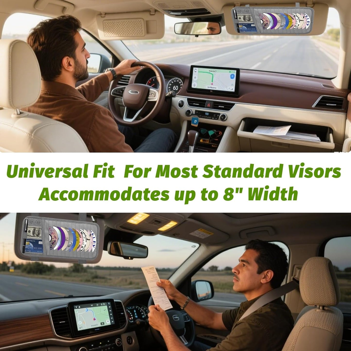CD Visor Holder for Car, Large Capacity CD & DVD Visor Case, Vehicle Visor Storage Organizer with 12 Disc Sleeves, 1 Mesh Pocket 1 Pen Holder and & Elastic Band (Black)