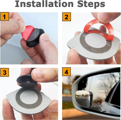 Upgrade HD Glass Wide Angle Blind Spot Mirror, Frameless 360 Adjustable Convex Rear View Mirror for Cars, Trucks and SUV - Big Fan Shaped 2pcs